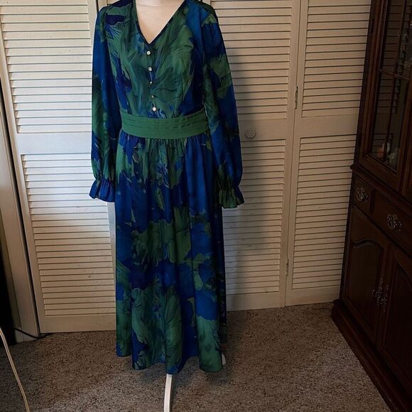 SHEIN Womens Maxi Dress, size Large, Blue and Green, Dressy - Picture 1 of 6